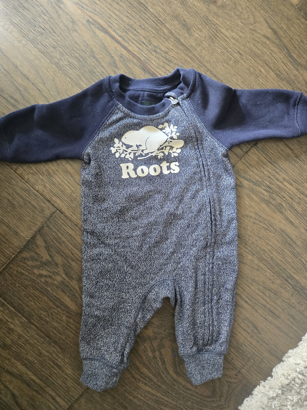 Roots Navy Heathered & Dark Blue Baby One-Piece